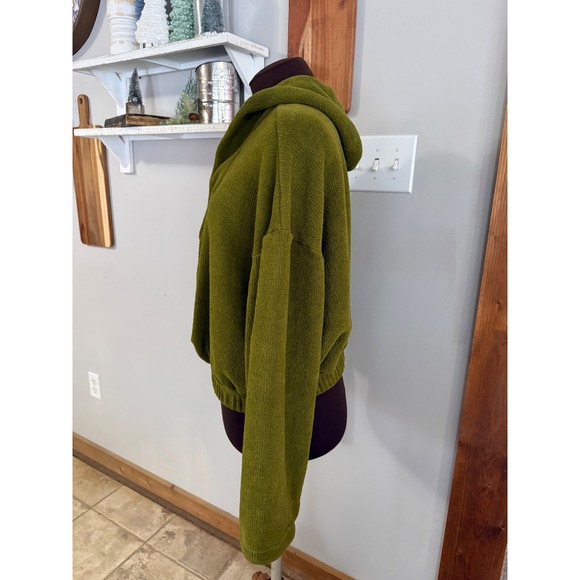 FP Movement Oversized Chenille Hoodie Pullover Green Casual Lounge Size M crop - Picture 5 of 10